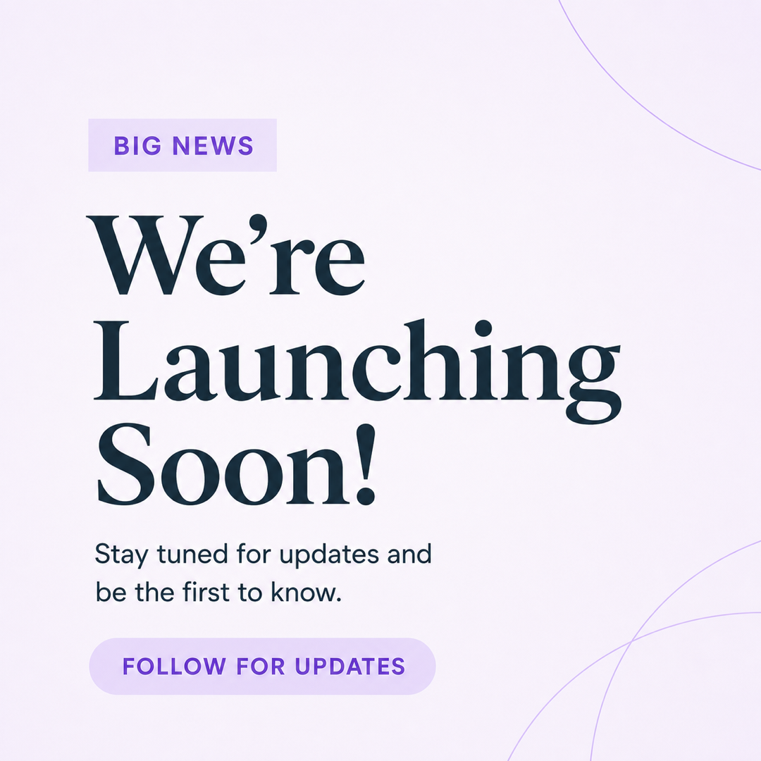 Square announcement with a short headline for an X post